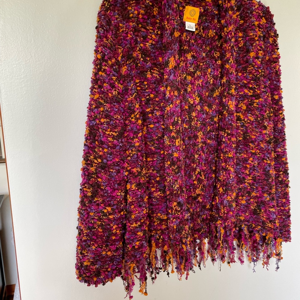 Ruby Rd Nubby Fringe Cardigan, size L - Picture 5 of 5